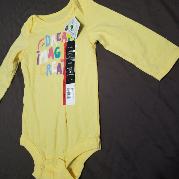 Long Sleeve Diaper Shirt Dream Imagine Create Brand New With Tags 6-12 Months - Picture 5 of 5